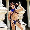 Чоловічий еротичний костюм ковбоя "Влучний Вебстер": хустка, портупея, труси, манжети, капелюх  (AS), фото 3