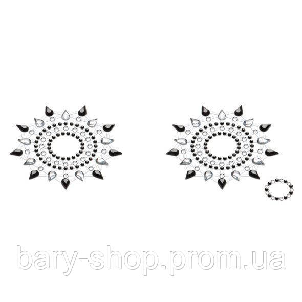 Пэстис з кристалів Petits Joujoux Gloria set of 2 - Black/Silver, прикраса на груди (AS)