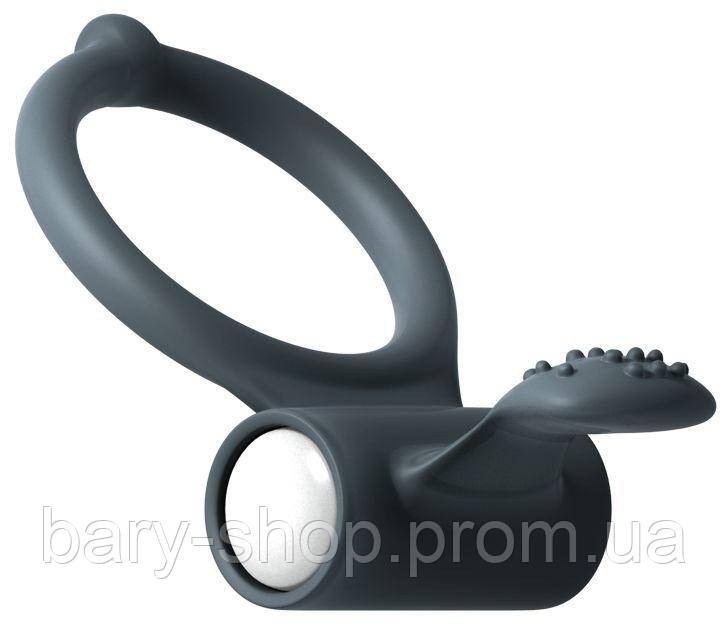 Ерекційне кільце Dorcel Power Clit Black V2 з вібрацією, з язичком зі щіточкою  (AS)