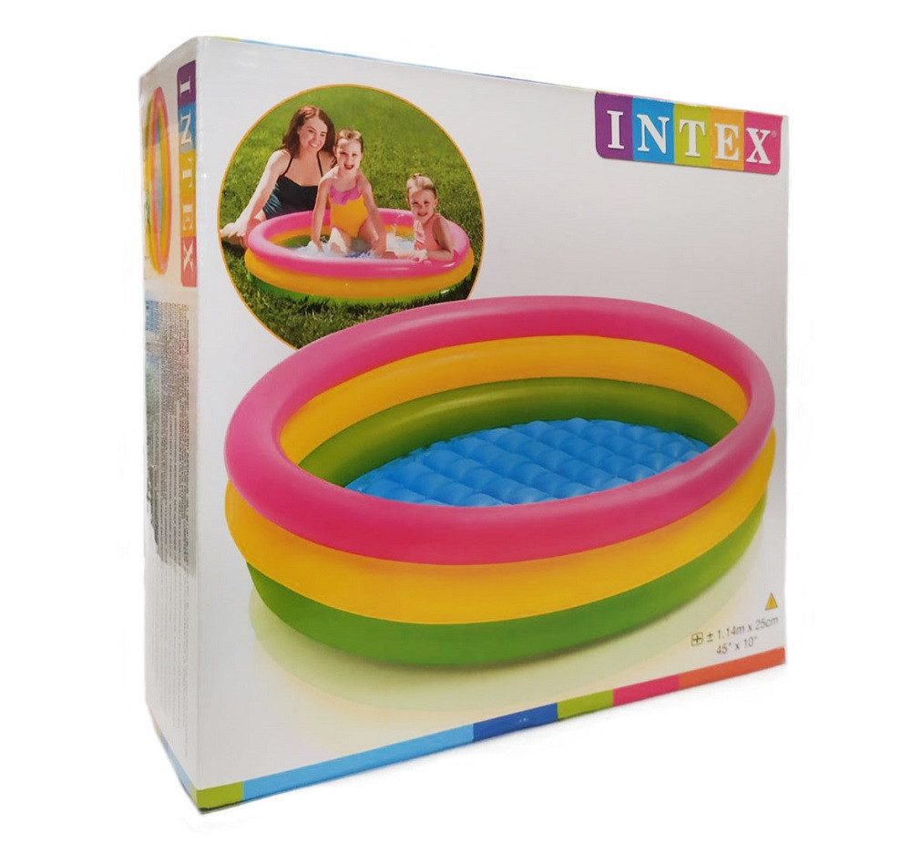 Надувний Басейн Intex «Веселка» (114*26 см) надувне дно 57412NP