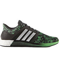 Кроссовки мужские adidas Solar rnr Boost AQ1915 (черные c зеленым, беговые, тканевый верх, бренд адидас)