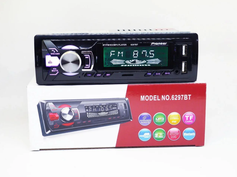 Автомагнітола 1DIN MP3 6297BT 2USB із заряджанням для телефона bluetooth