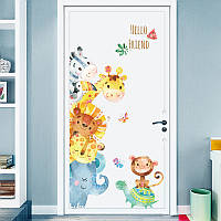 Интерьерная виниловая наклейка на стену в детскую комнату "Милые зверята"