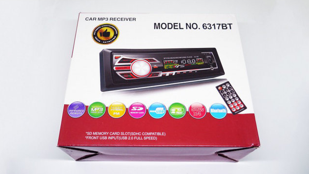 Магнітола в машину 1DIN MP3-6317BT RGB/Знімна панель — Usb+RGB підсвітка+Fm+Aux+ пульт, фото 3