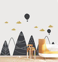 Наклейка на стену Скандинавские горы (тучки, воздушные шары, большая наклейка)