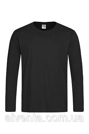 Футболка чоловіча з довгим рукавом чорна, фото 2