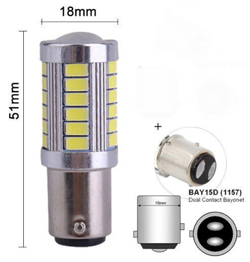 Світлодіодна автолампа 1157 P21W BA15S 33 SMD жовтий