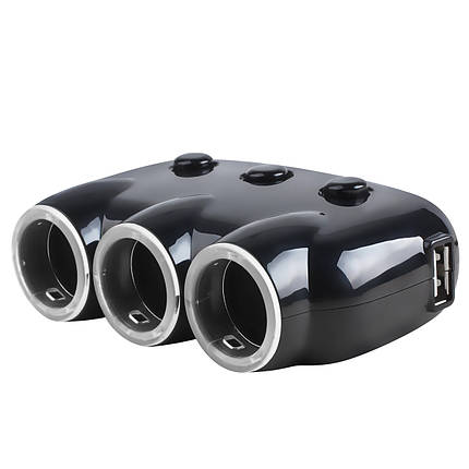 Розгалужувач прикурювача трійник KONI STRONG KS45, 2USB, 3.1 А, чорний, фото 3