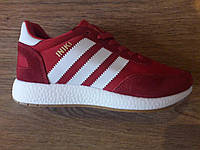 Женские кроссовки Adidas Ininki Red комбинированные замша/сетка красные