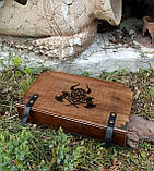 Дерев'яна подарункова ігрова коробка для гри в кістки "Dice box" з гравіюванням, фото 7