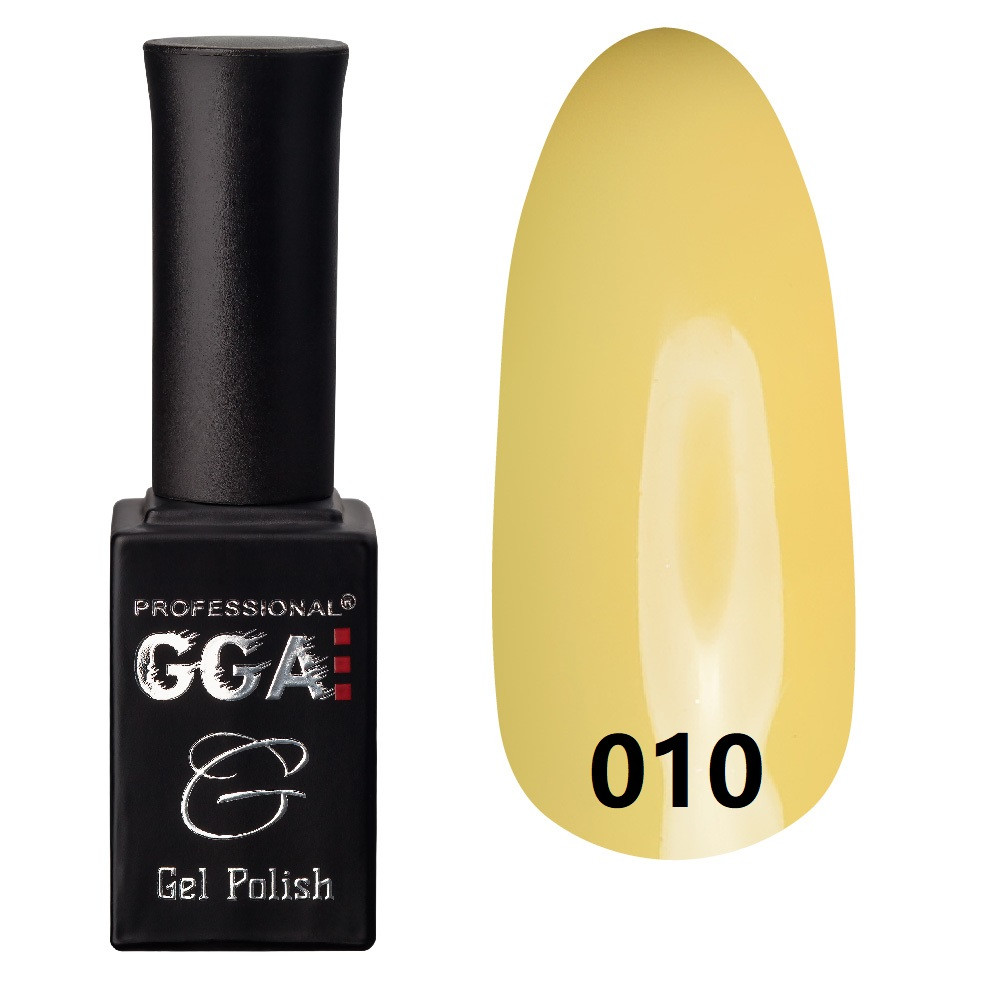 Гель-лак No010 GGA Professional, (світло-оливкове, емаль)