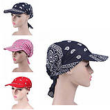 Бандана-трансформер універсальна літня з козирком у візерунку пейслі червоного кольору, фото 5