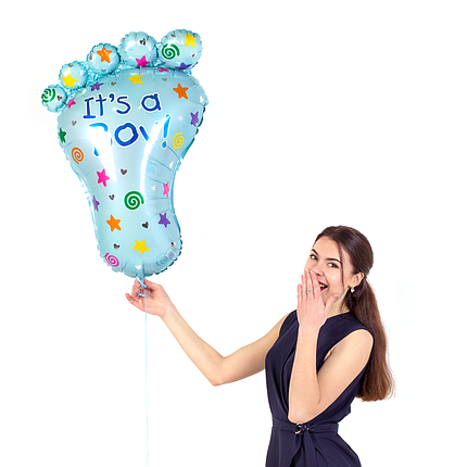 Кулі для виписки хлопчика, фольгована фігура Ніжка "it's a boy!", фото 2