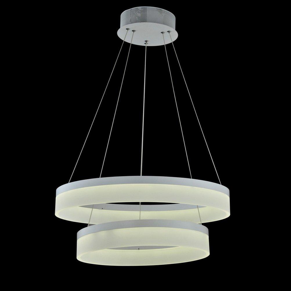 Люстра біла на 2 лампи у формі кілець SLAVIA OK024/2/600