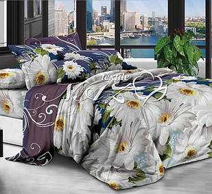 Величезні хризантеми - Бязь 3D - Євро комплект постільної білизни