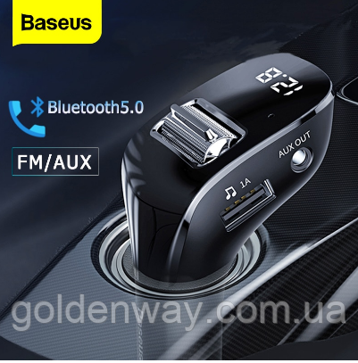 Автомобільний FM трансмітер модулятор Baseus Energy Column Car Wireless + заряджання 2 USB 3.1 A + вольтметр