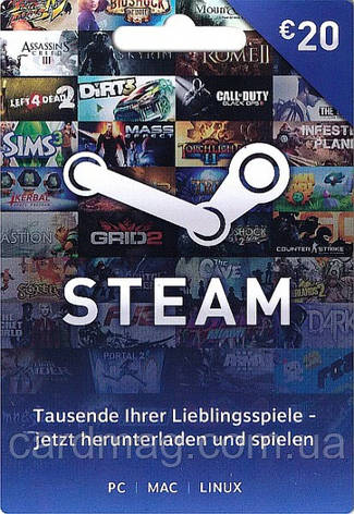 Подарункова карта Steam Gift Card на суму €20 euro, фото 1