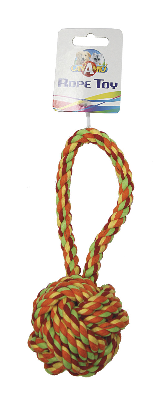 Іграшка для собак вузлова м'яч з канатною ручкою 23 см Croci, фото 1