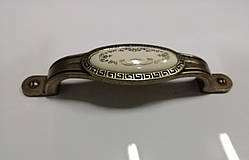 Ручка меблева скоба GIFF8/142-96 AB/MLK антична бронза / фарфор