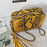 Шкіряна жовта сумочка STELLA на цепочці, фото 4