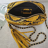 Шкіряна жовта сумочка STELLA на цепочці, фото 3