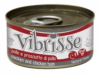 Вологий корм для котів Vibrisse з куркою+шинка, 70г