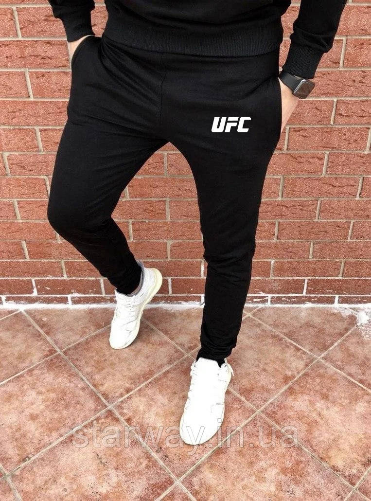 Спортивні чорні штани ufc | біле лого