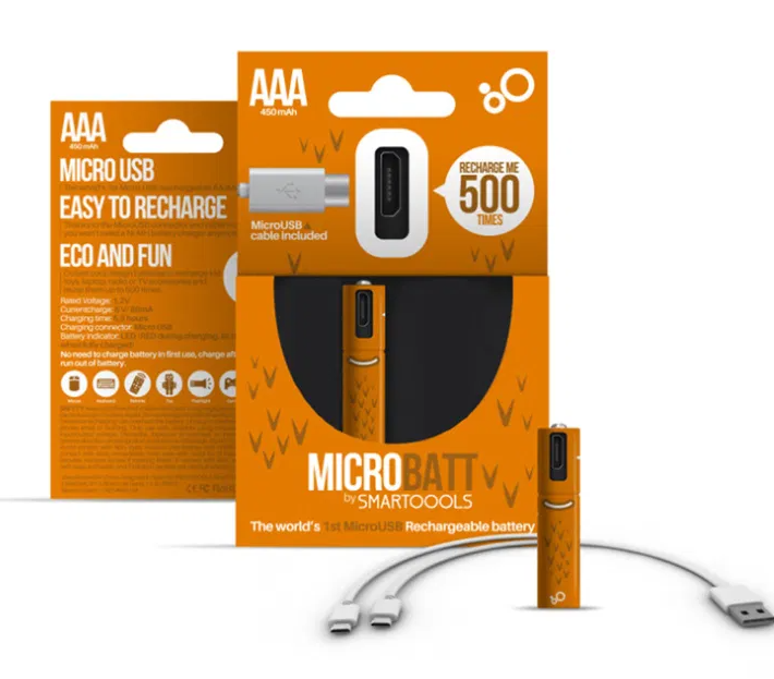 Аккумулятор ААА 450 mah с зарядкой от usb комплект 2 штуки