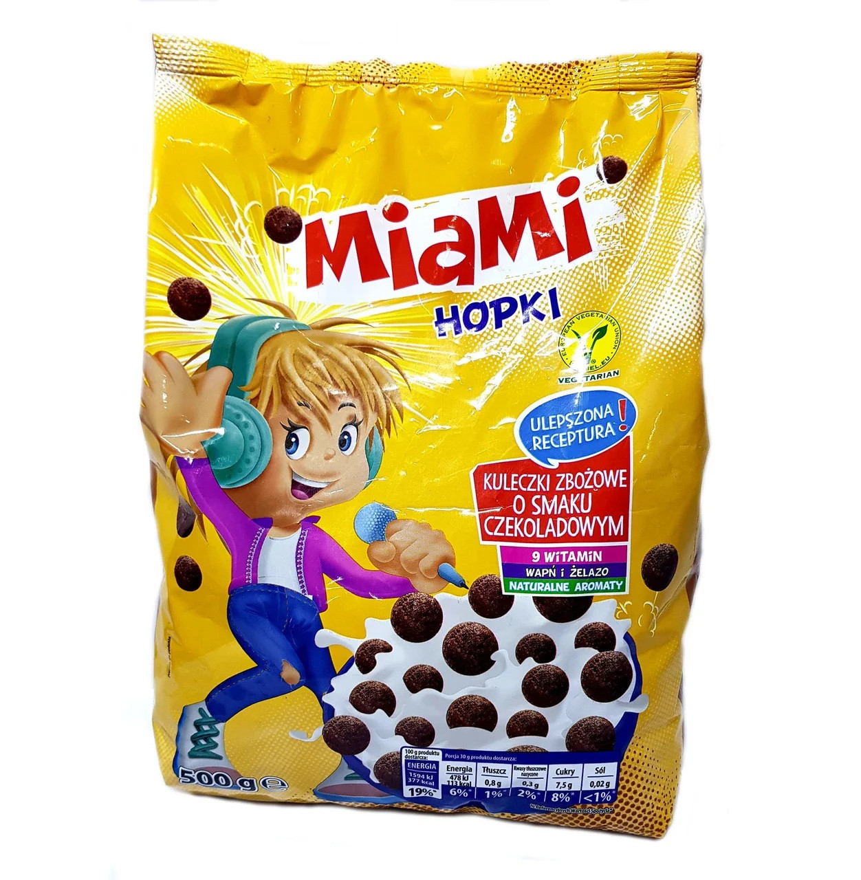 Хлопья шарики шоколадные кукурузные Miami Hopki 500 г Польша - фото 1 - id-p1200006247