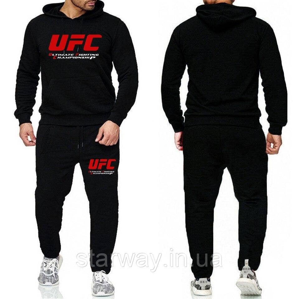 Спортивний чорний костюм ufc з капюшоном