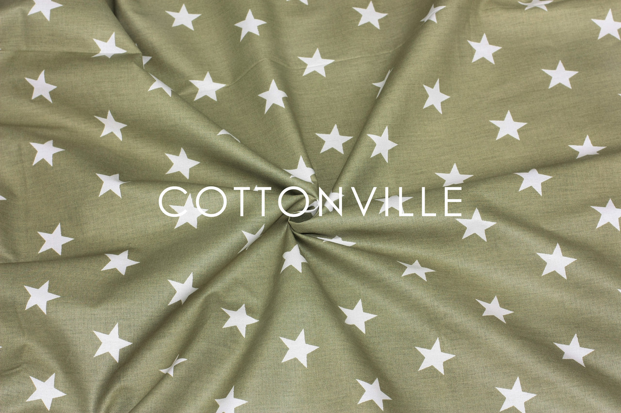 Ранфорс 240 см Звезды оливка