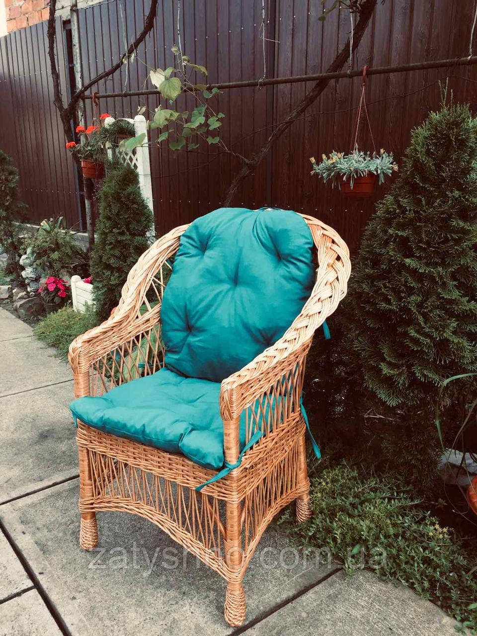 Кресло плетеное с синей накидкой | кресло из лозы плетеное из лозы | кресло из лозы - фото 2 - id-p1200015738