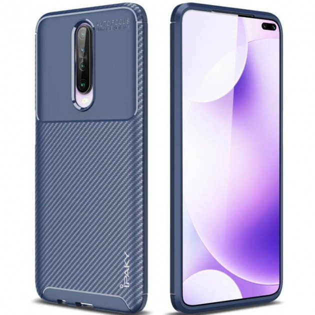 IPaky Xiaomi Redmi K30 Carbon Series Blue Чохол Накладка Бампер