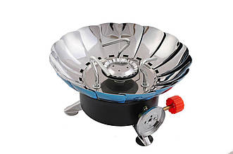 Портативна газова плита Intertool GS-0011 з лепестками, 200 x 85 мм, вага 470 г, п'єзоелектричний підпал, 700 °C.