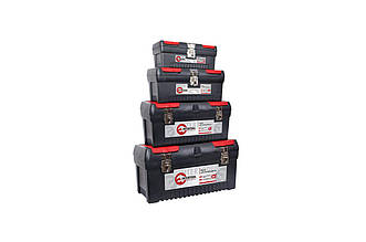 Комплект ящиків Intertool BX-0004 (4 шт.) 13", 16", 19", 24" з ударостійкого пластику з замками та лотком