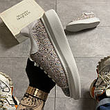 Жіночі кросівки Alexander McQueen Lace-Up Glitter-Leather, кросівки олександр маккуїн, фото 3