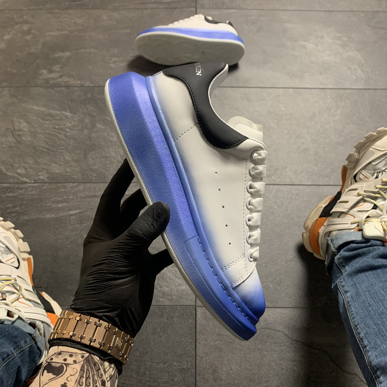 Жіночі кросівки Alexander McQueen White Blue Black, кросівки олександр маккуїн, фото 1