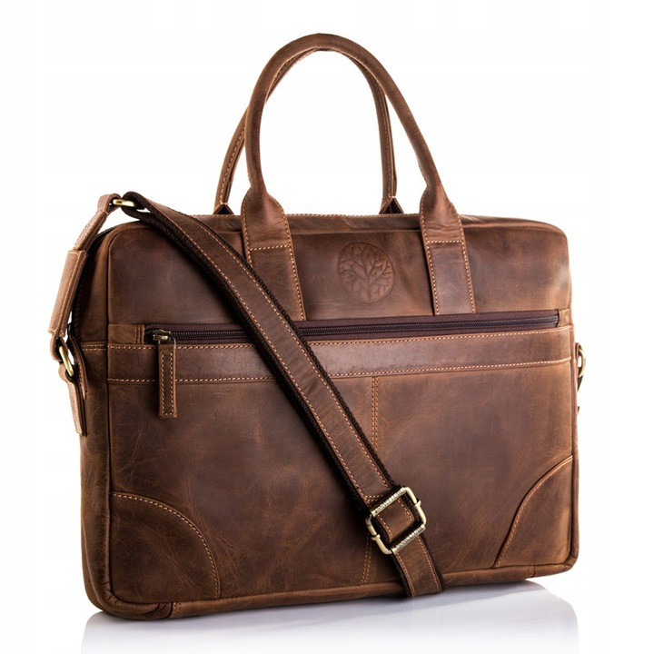 Чоловіча шкіряна сумка-портфель Betlewski 42 х 30 х 7 (TBG-HT-201) - коричнева