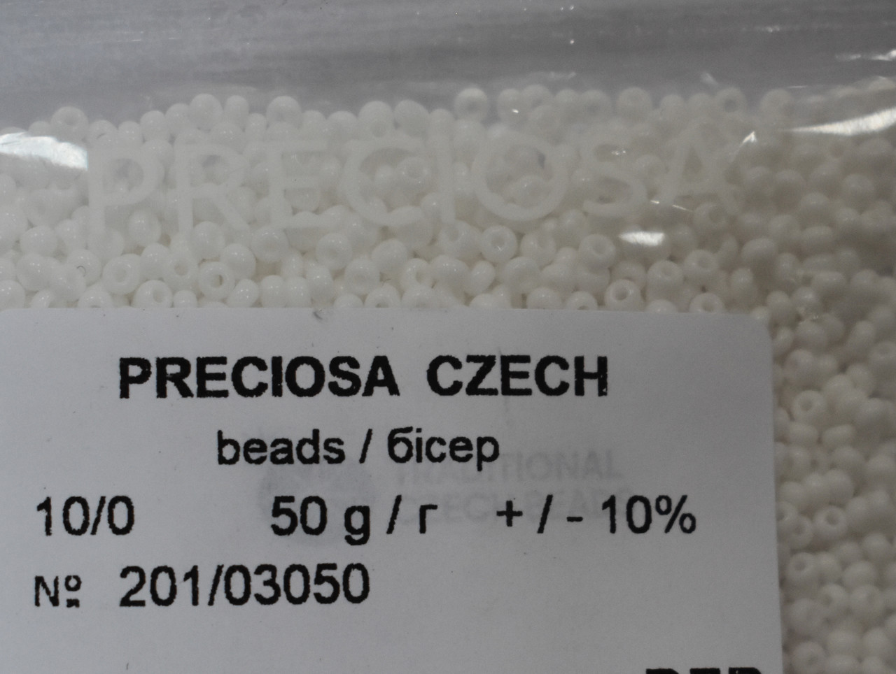 Бісер Preciosa 10/0 колір 03050 білий 10г, фото 1