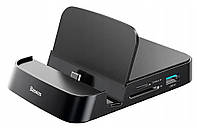 Док-станция Baseus Mate Docking HUB Docking Station 7 в 1 Phone Holder Black (CAHUB-AT01)