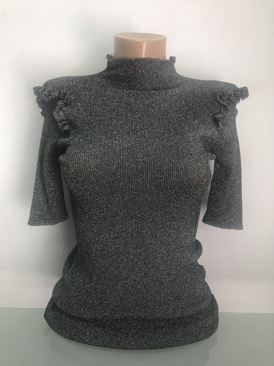 Американка жіноча трикотажна чорна з люрексом