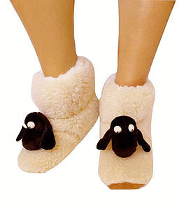 Домашні хутряні капці Овечки з овчини (Еко-хутро) Вовняні теплі кімнатні валянки чуні 39-40