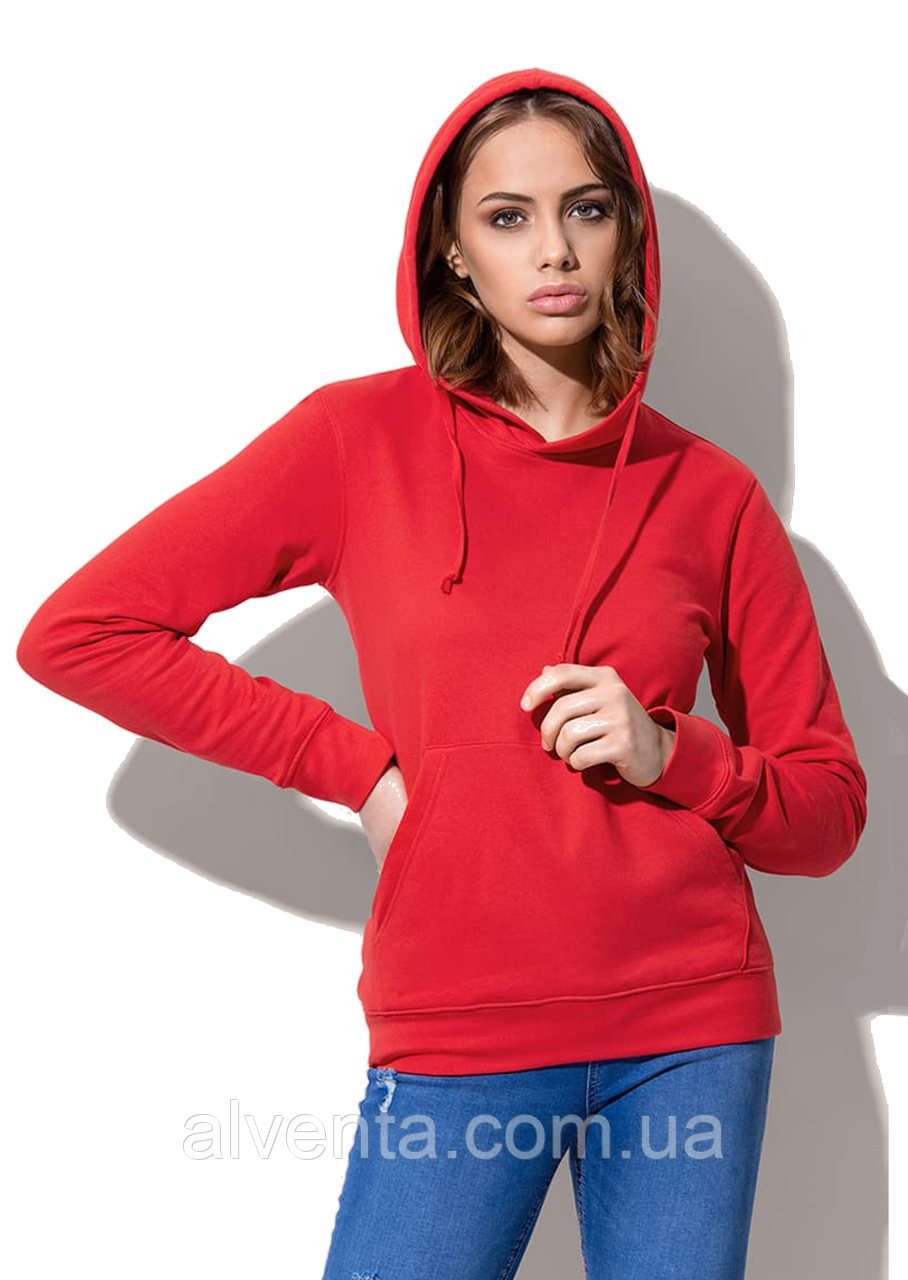 Худи с капюшоном женская красная (подкладка флис) M (ID#1200127270 ...