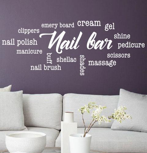 Наклейка на стіну Nail bar (хмаринка тегів нігті, манікюр, педикюр)