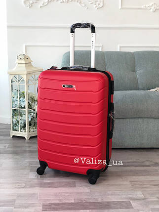 Середній пластиковий чемодан на 4-х колесах якісний червоний валізу / Пластикова валіза середня, фото 2