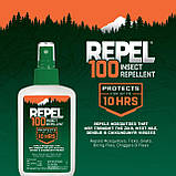 Спрей проти комарів REPEL 100 Insect Repellent. 10 годин захисту. Зроблено в US. 100% Deet. 100 ДЕТА термін ДО 07.24, фото 3