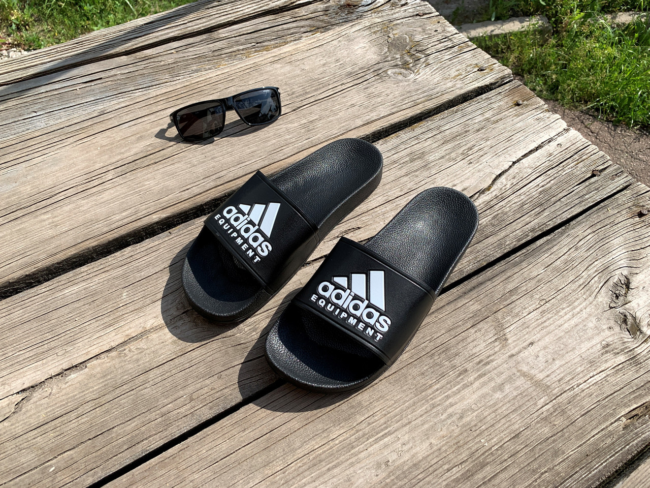 Чоловічі шльопанці сланці шльопанці Adidas Адідас black чорні