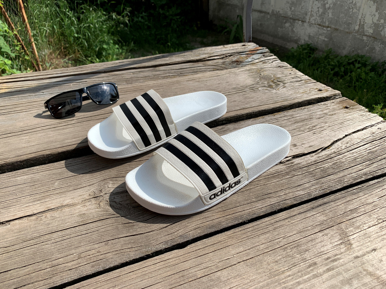 Чоловічі шльопанці сланці шльопанки Adidas white білі