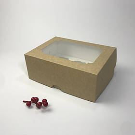 Коробка для капкейків (6 шт), 255*190*100 мм,з вікном, крафт