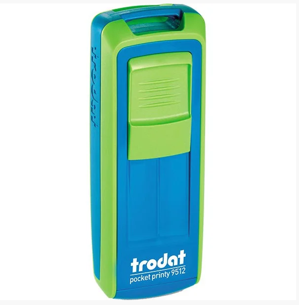 Оснащення для штампа пластикова прямокутна кишенькова Trodat Mobile Printy 9512 47х18 мм салатово-блакитний